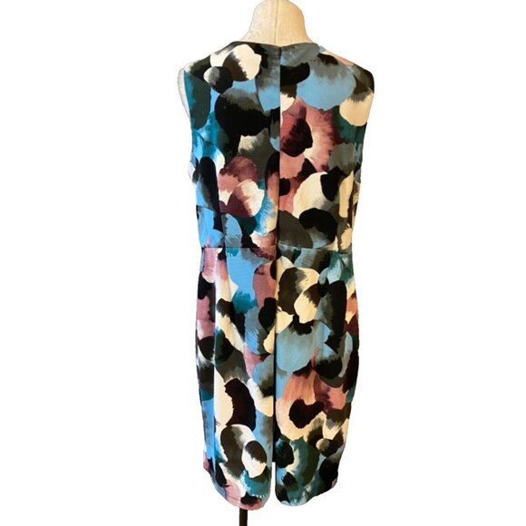 ILE New York Dress 16 Blue Plum Black White Stretch Sleeveless Washable Summer - Picture 5 of 7